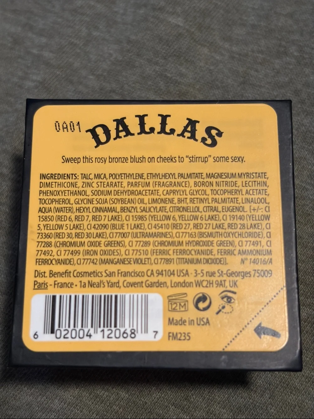 Discontinued Benefit Dallas Blush Vintage Girl & Horse Box New Shade Formula